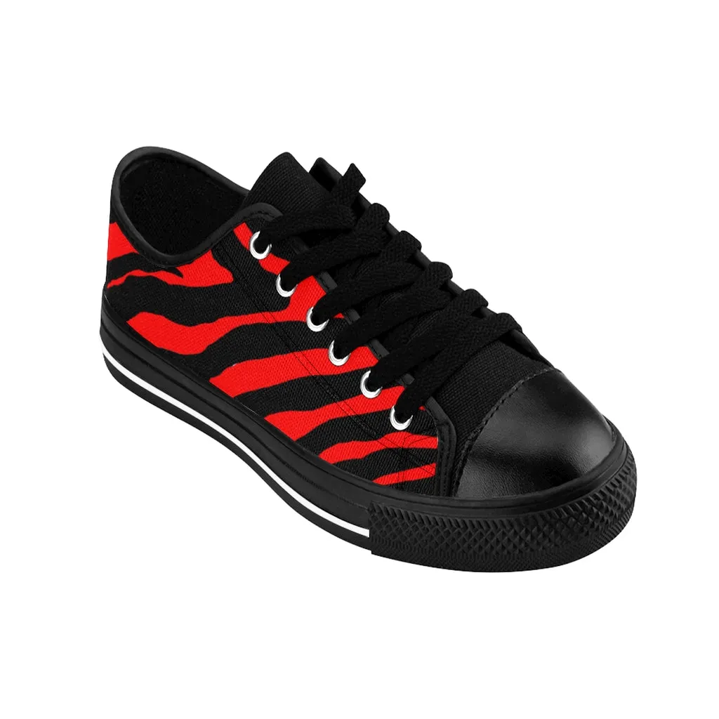 Red Zebra Men's Sneakers, Best Zebra Stripe Sexy Animal Print Low Top Shoes(US Size: 7-14)