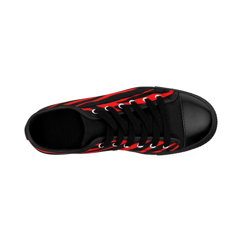 Red Zebra Men's Sneakers, Best Zebra Stripe Sexy Animal Print Low Top Shoes(US Size: 7-14)