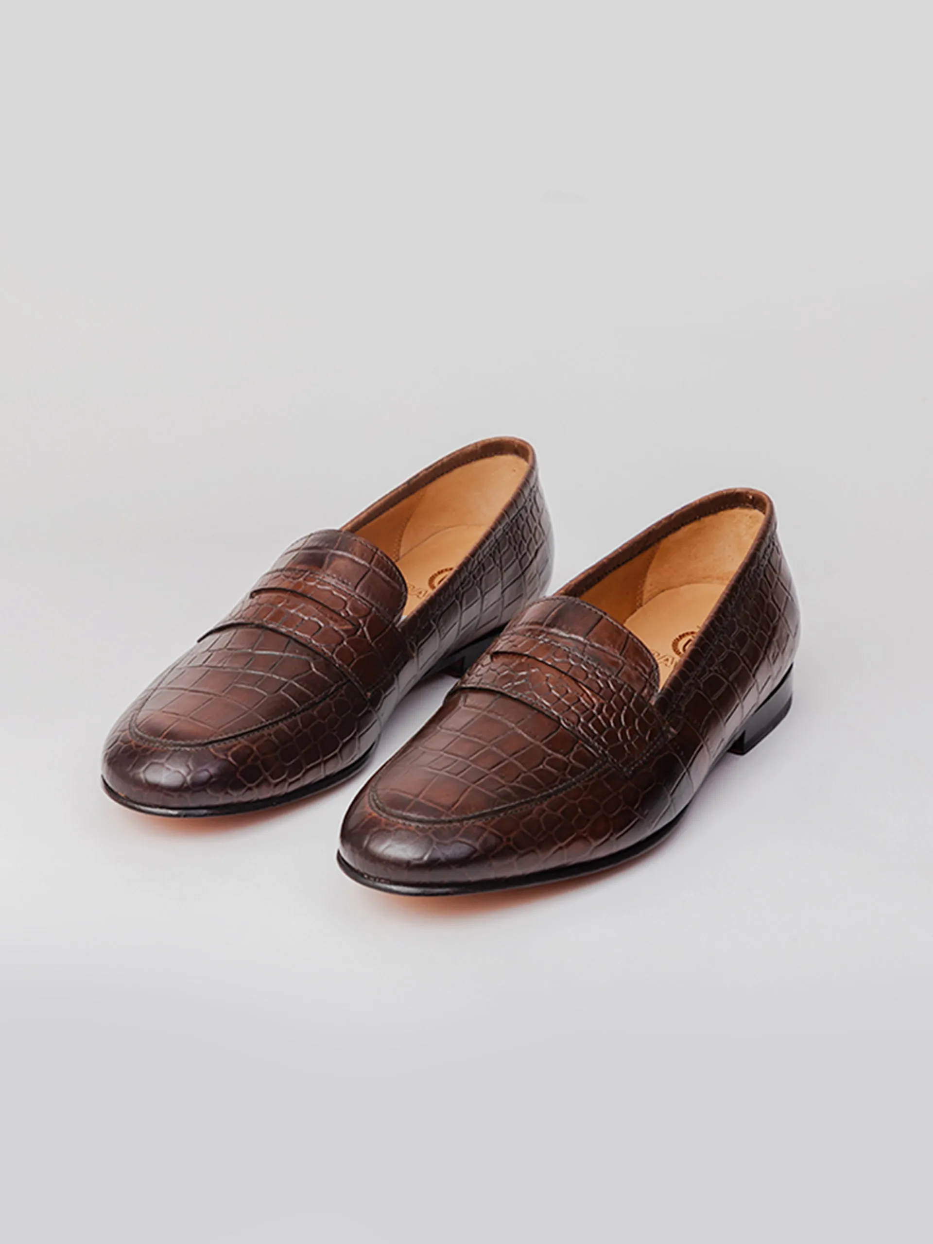 San Penny Embossed Loafer - Brown