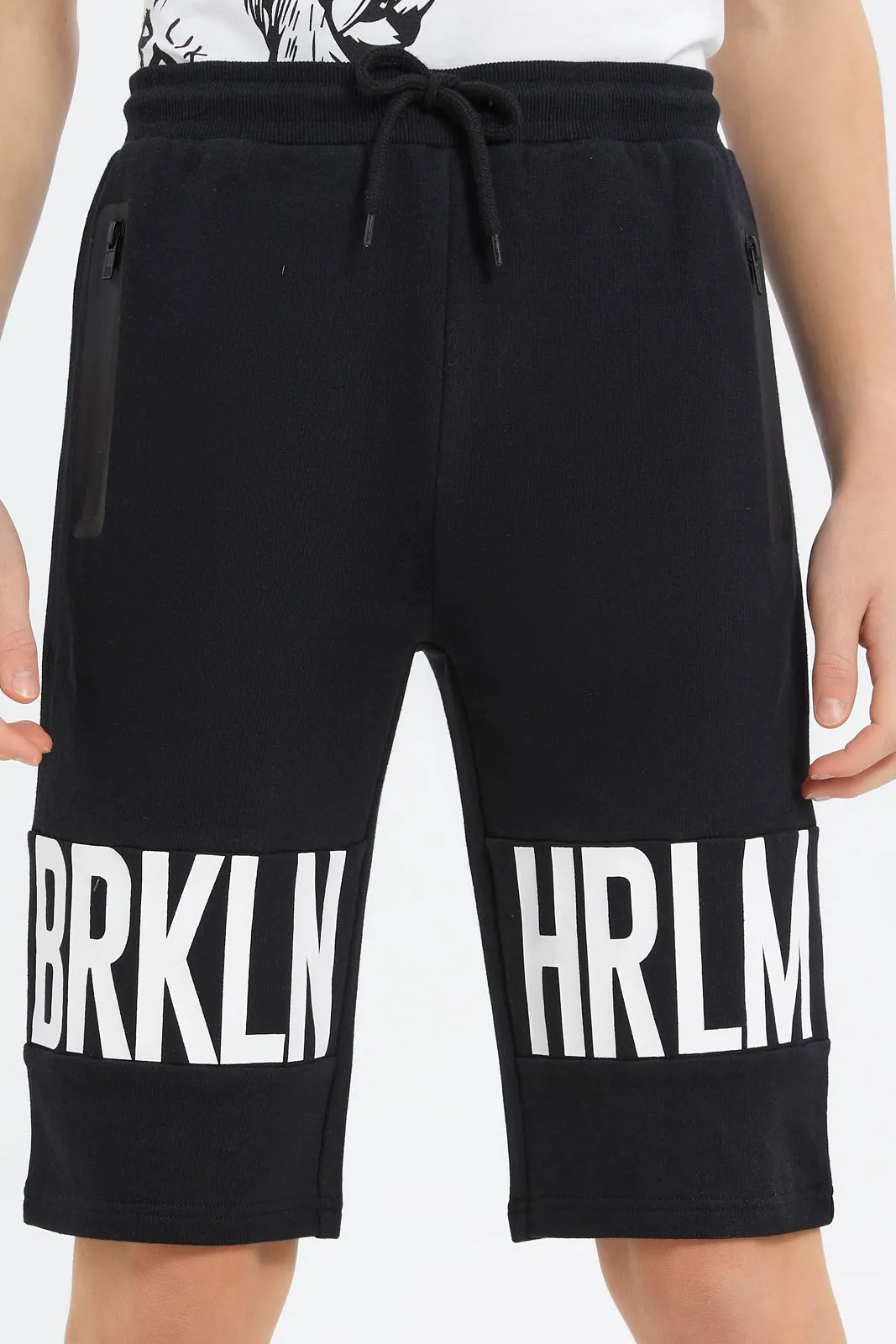 Senior Boys Black Brkln Print Active Shorts