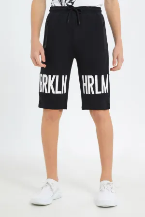 Senior Boys Black Brkln Print Active Shorts