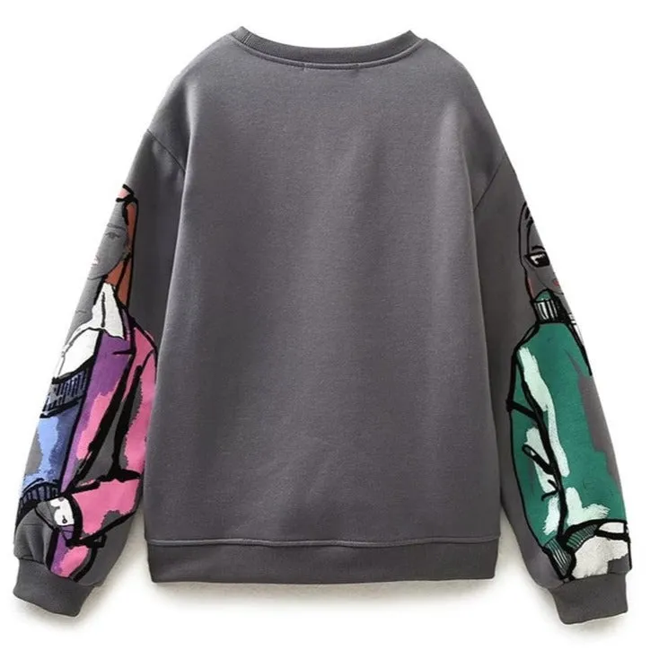 Stylish Women's Print Plush Sweatshirt