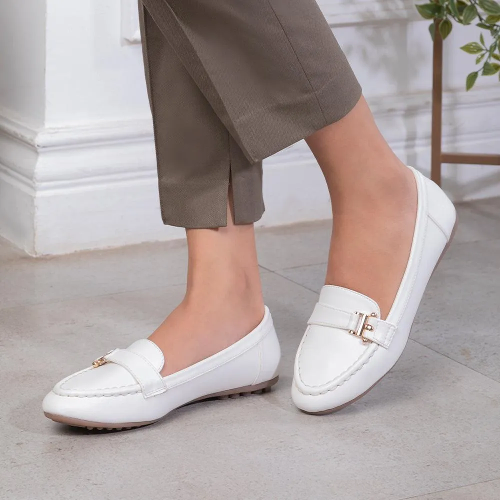 The Lativa White Women's Dress Loafers Tresmode