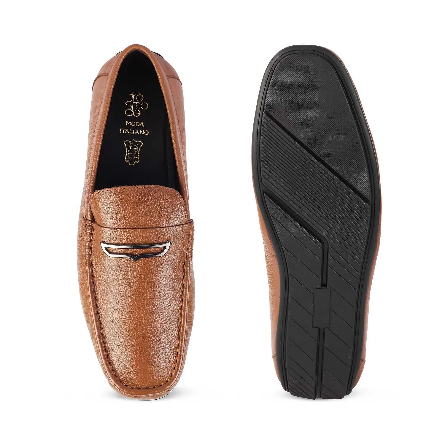 The Odry Tan Men's Leather Driving Loafers Tresmode