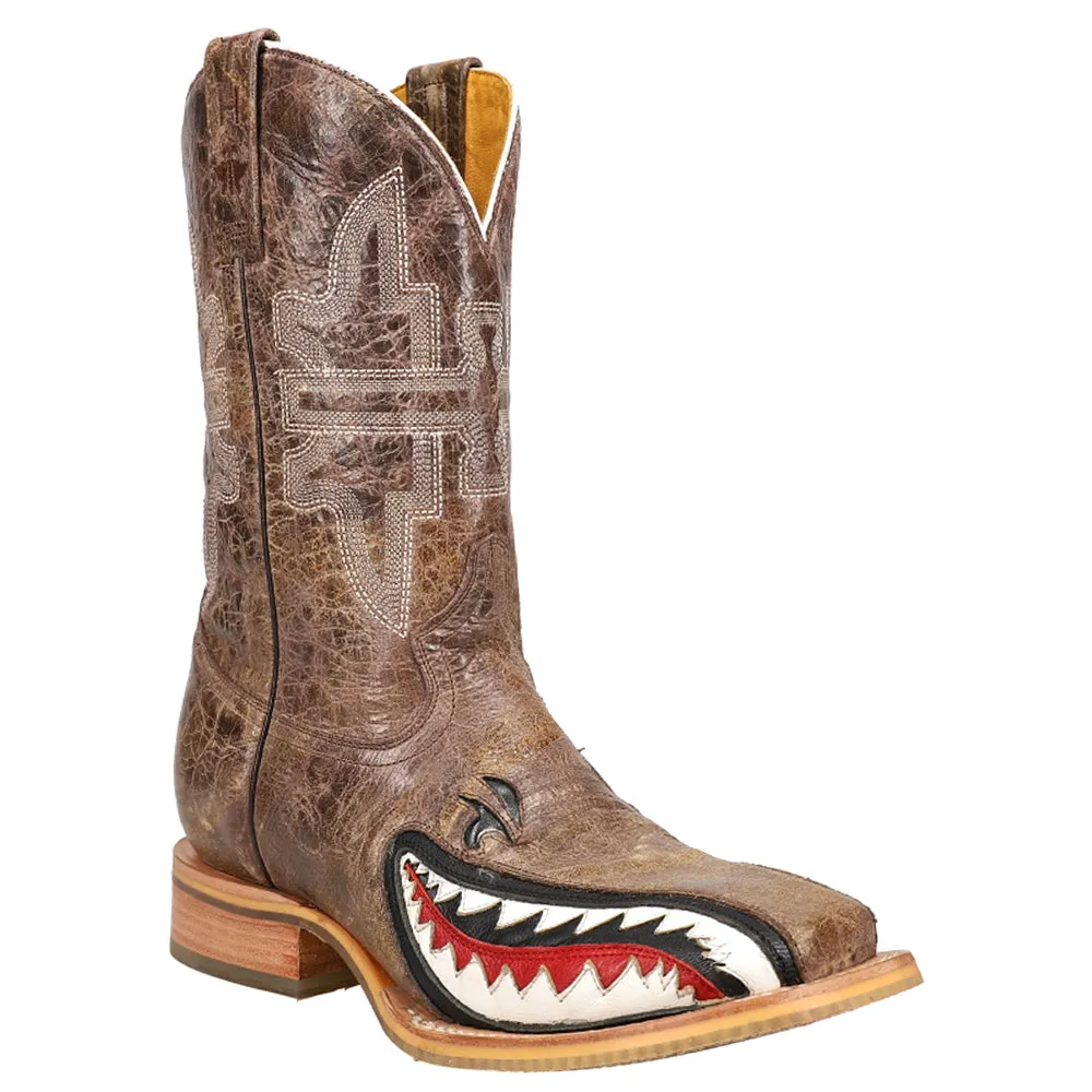 Toastin a Gnarly Shark Square Toe Cowboy Boots