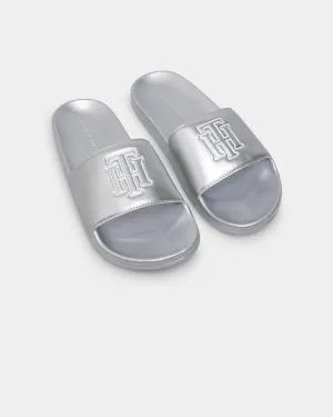 Tommy Jeans Women's Mono Metallic Pool Slides Silver