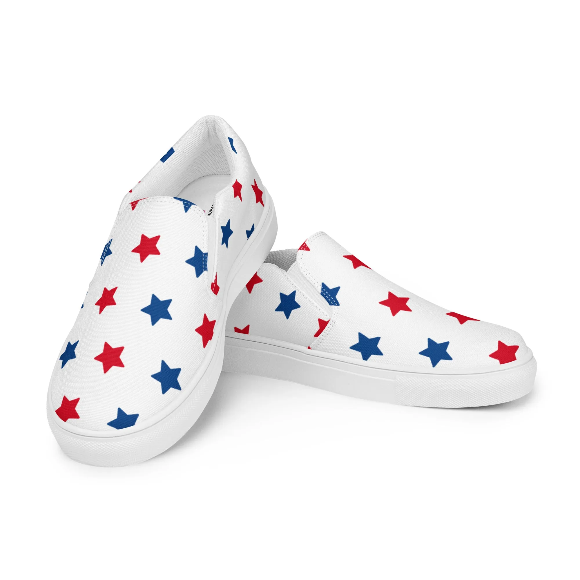 US Flag Women's Sneakers, American Patriotic July Fourth US National Holiday Print Women’s Slip-On Canvas Shoes (US Size: 5-12)