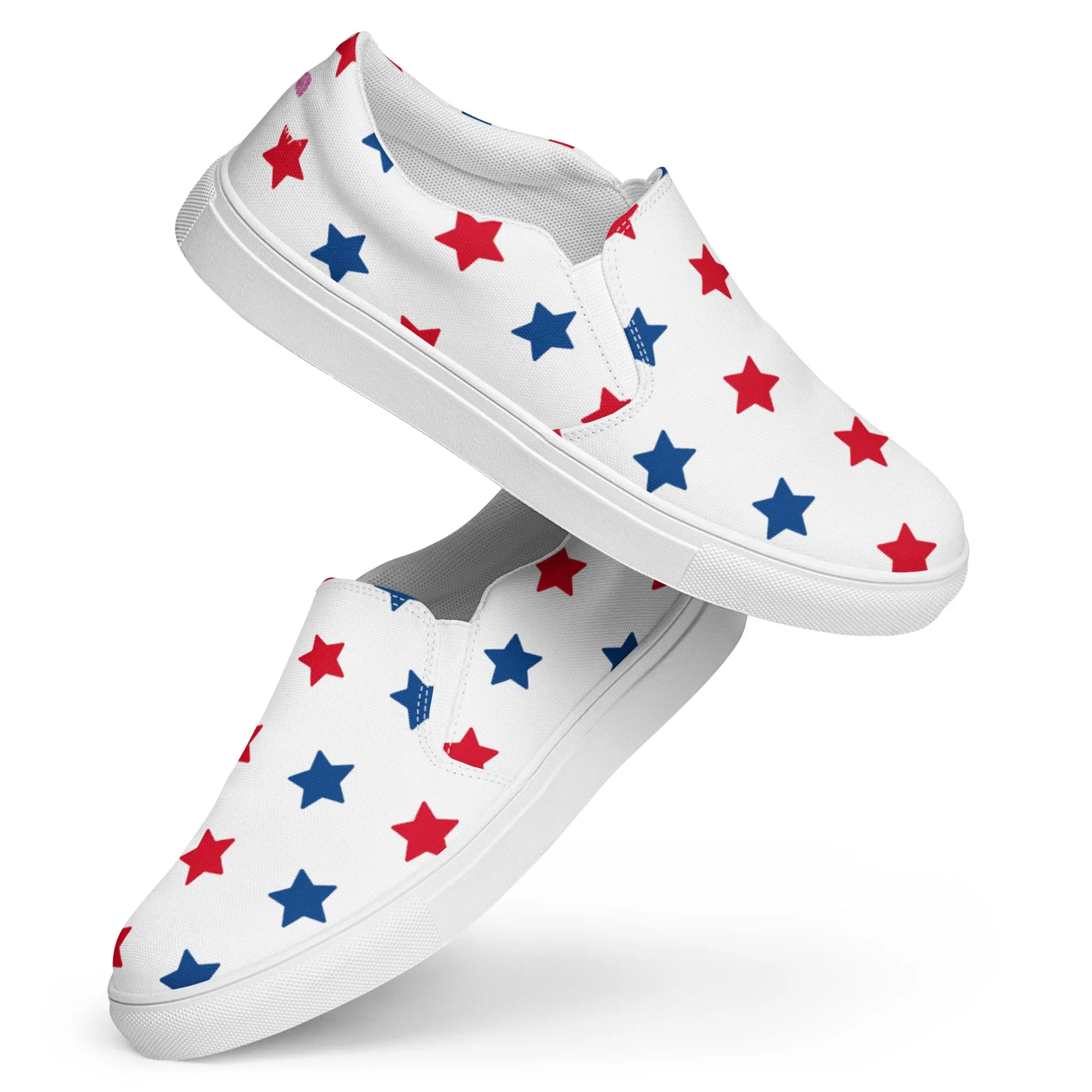 US Flag Women's Sneakers, American Patriotic July Fourth US National Holiday Print Women’s Slip-On Canvas Shoes (US Size: 5-12)