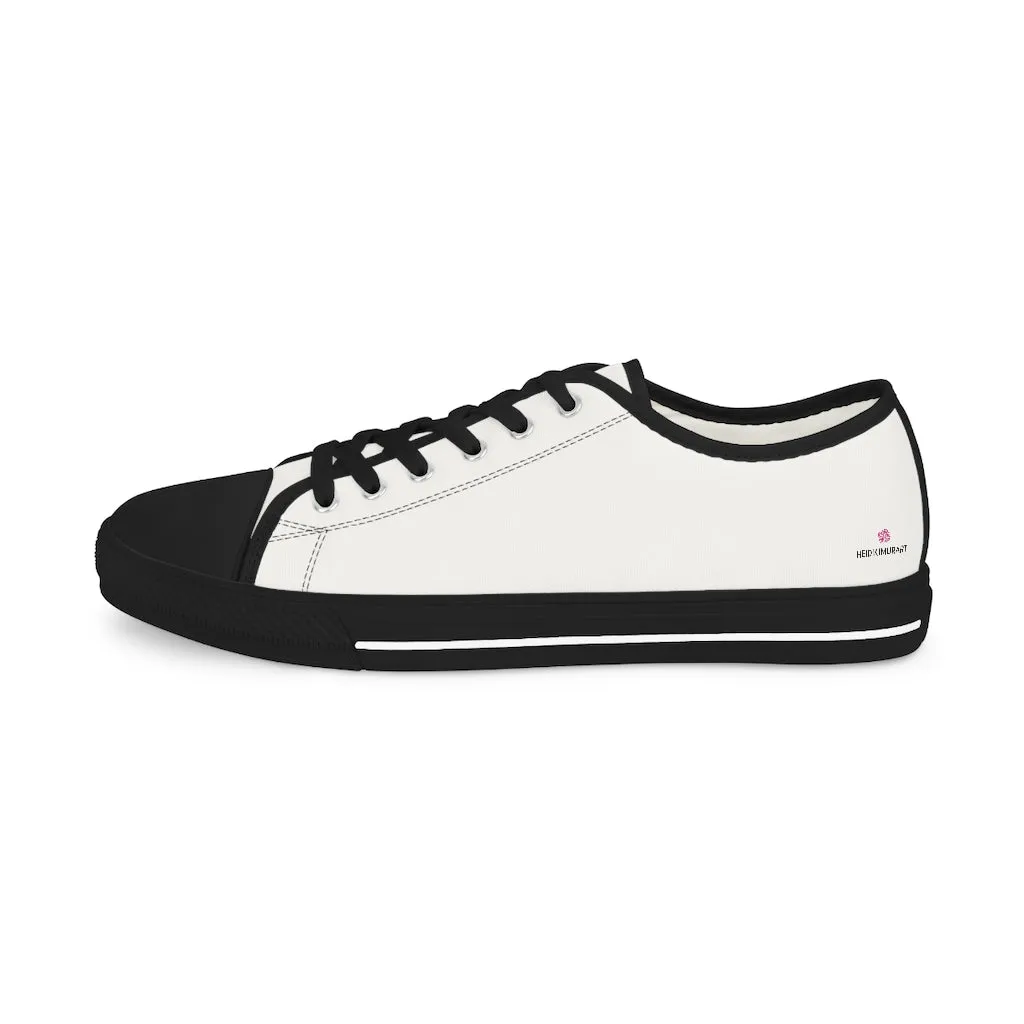 White Solid Color Men's Shoes, Best Men's Low Top Sneakers, Modern Must Have Essential Solid Color Tennis Shoes For Men