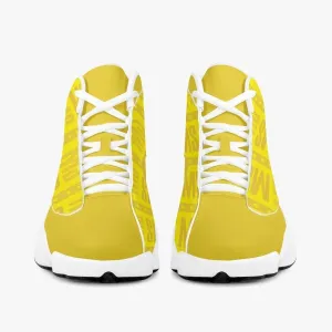 Women High-Top Leather Yellow Basketball Sneakers