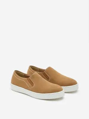 Yellow Mustard Suede Slip-On Shoes