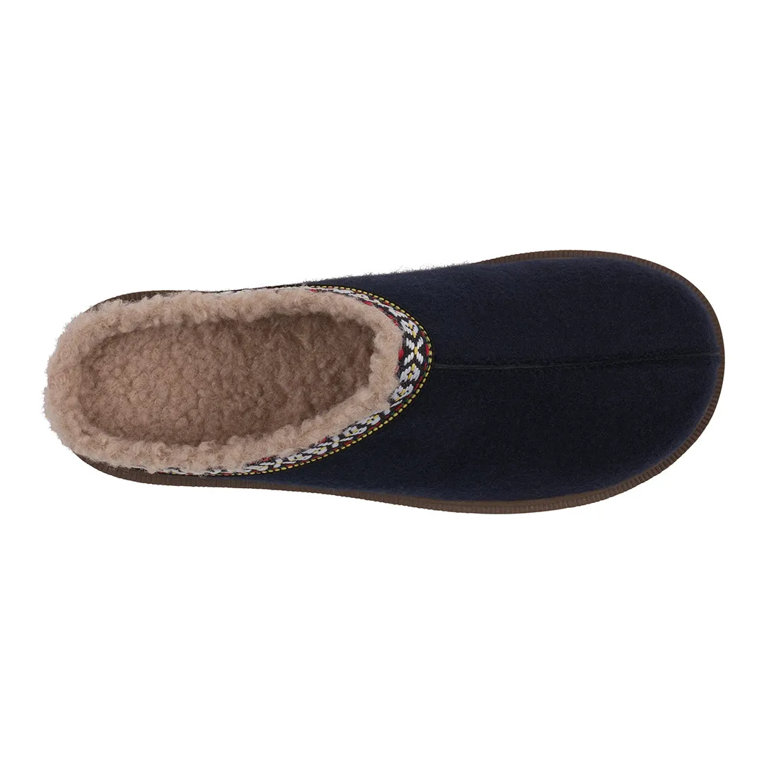 Zoey Navy Slip-Ons with Knitted Collar